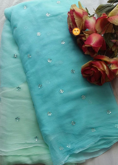 Budget half pure chiffon butties saree