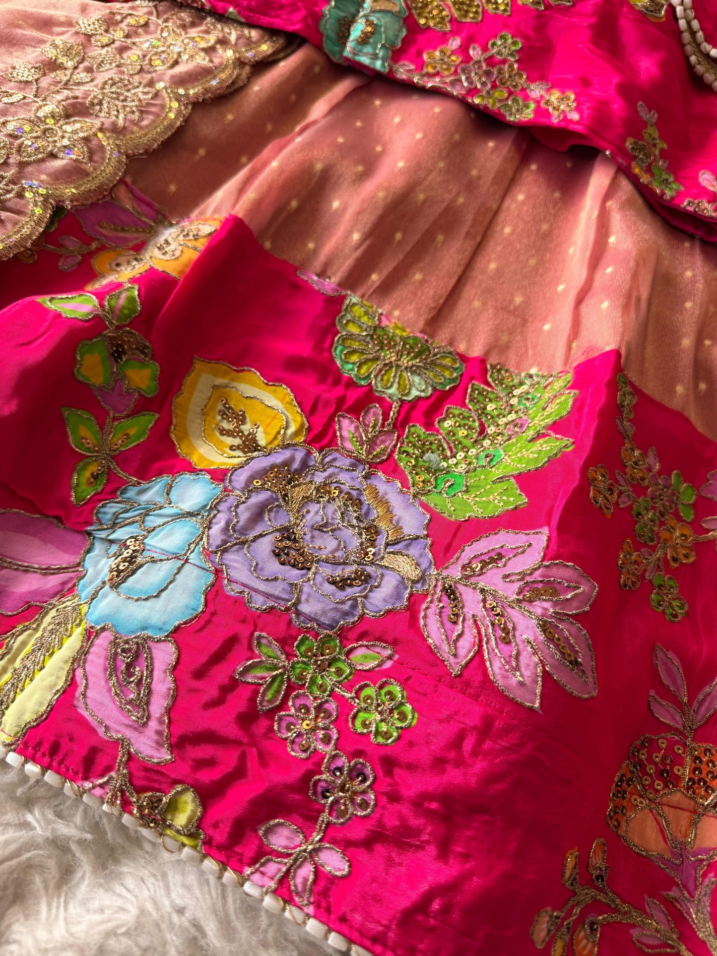 Position embroidery salsa handwork  designer lehenga