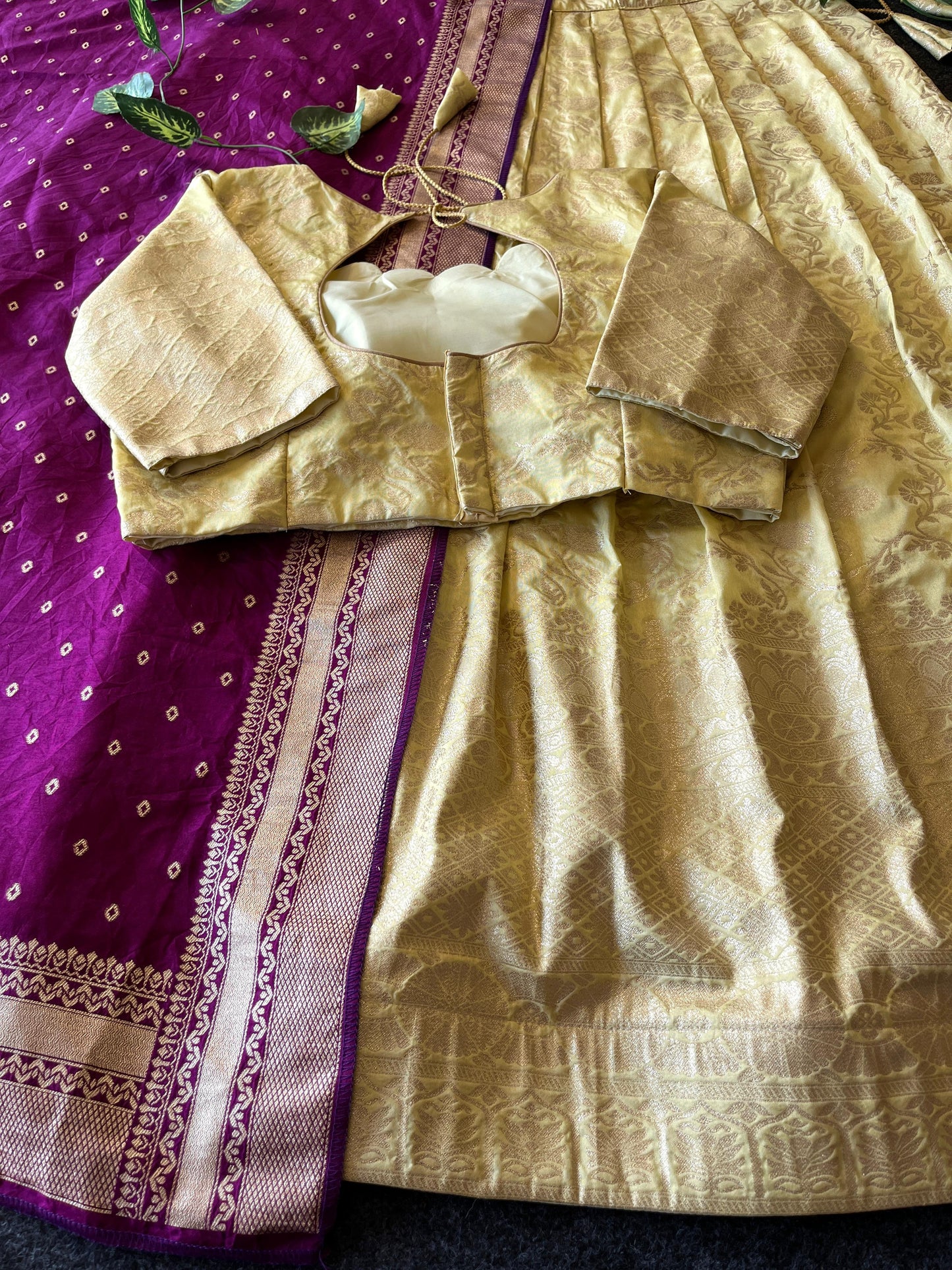 Pattu style south Indian festival lehenga for Ugadi