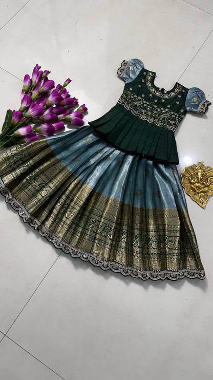 Kids cute  zari weaving work sets