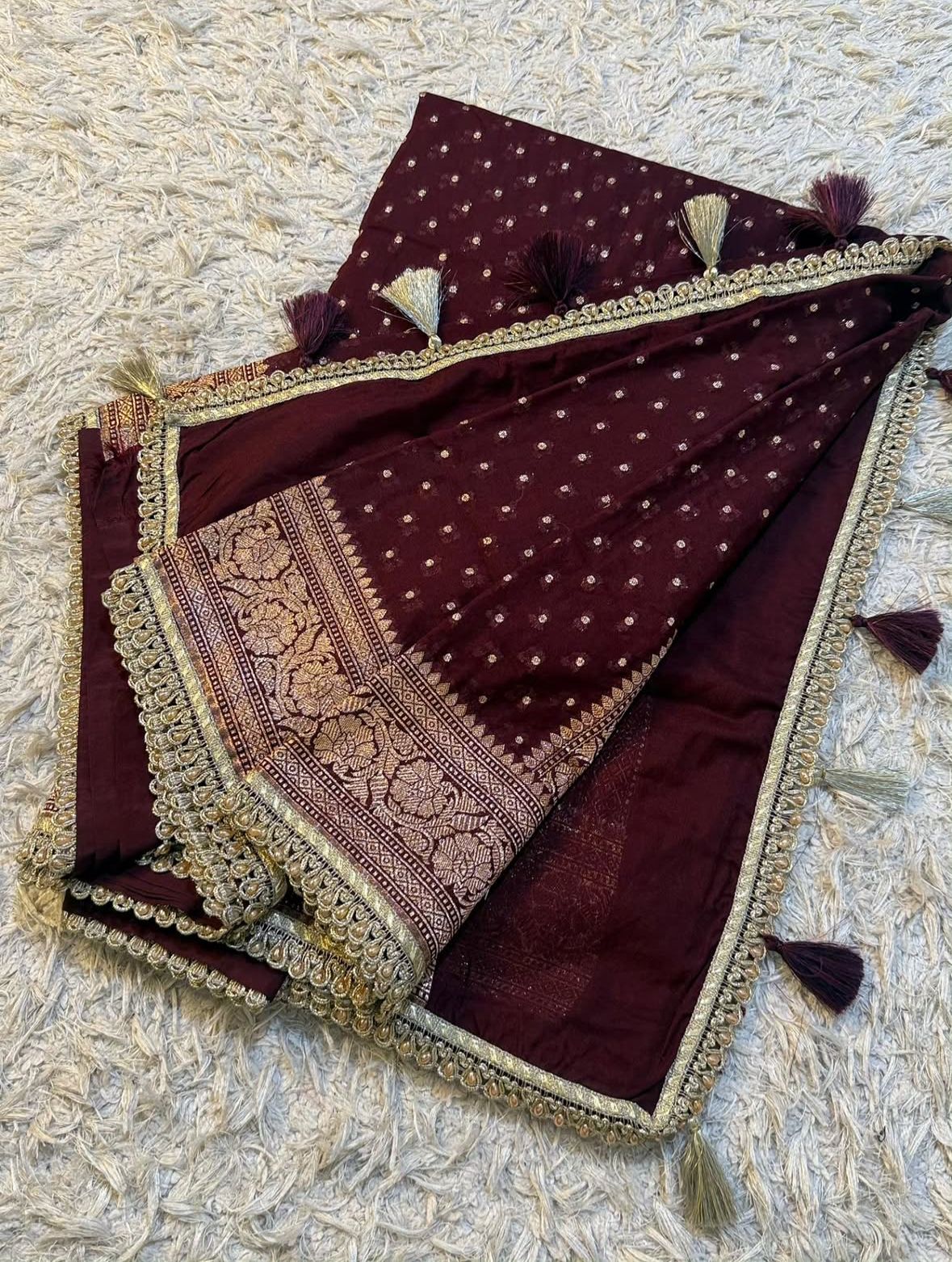 Georgette Banarasi trendy gold zari