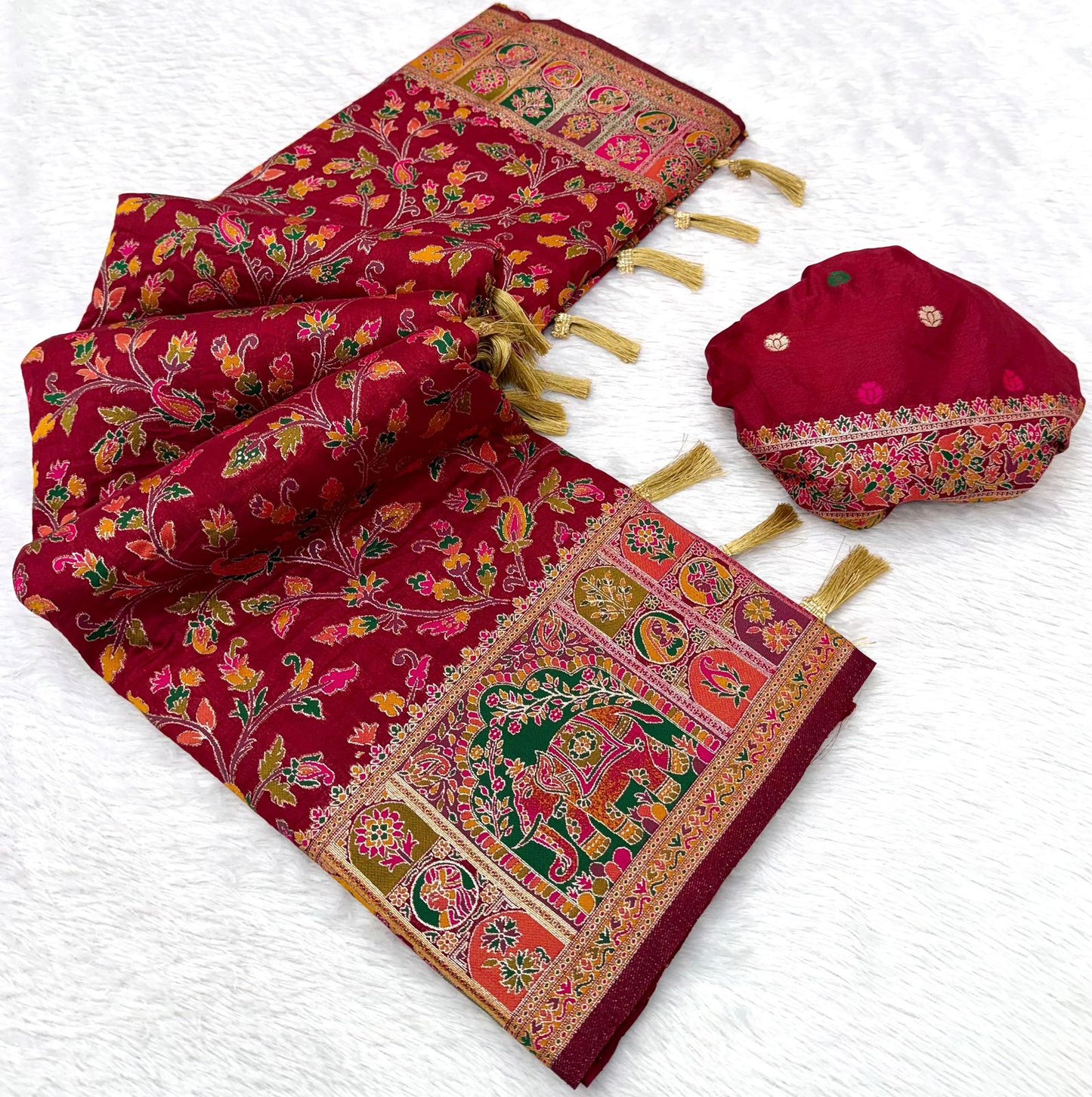 Vintage rajwadi pashmina silk saree