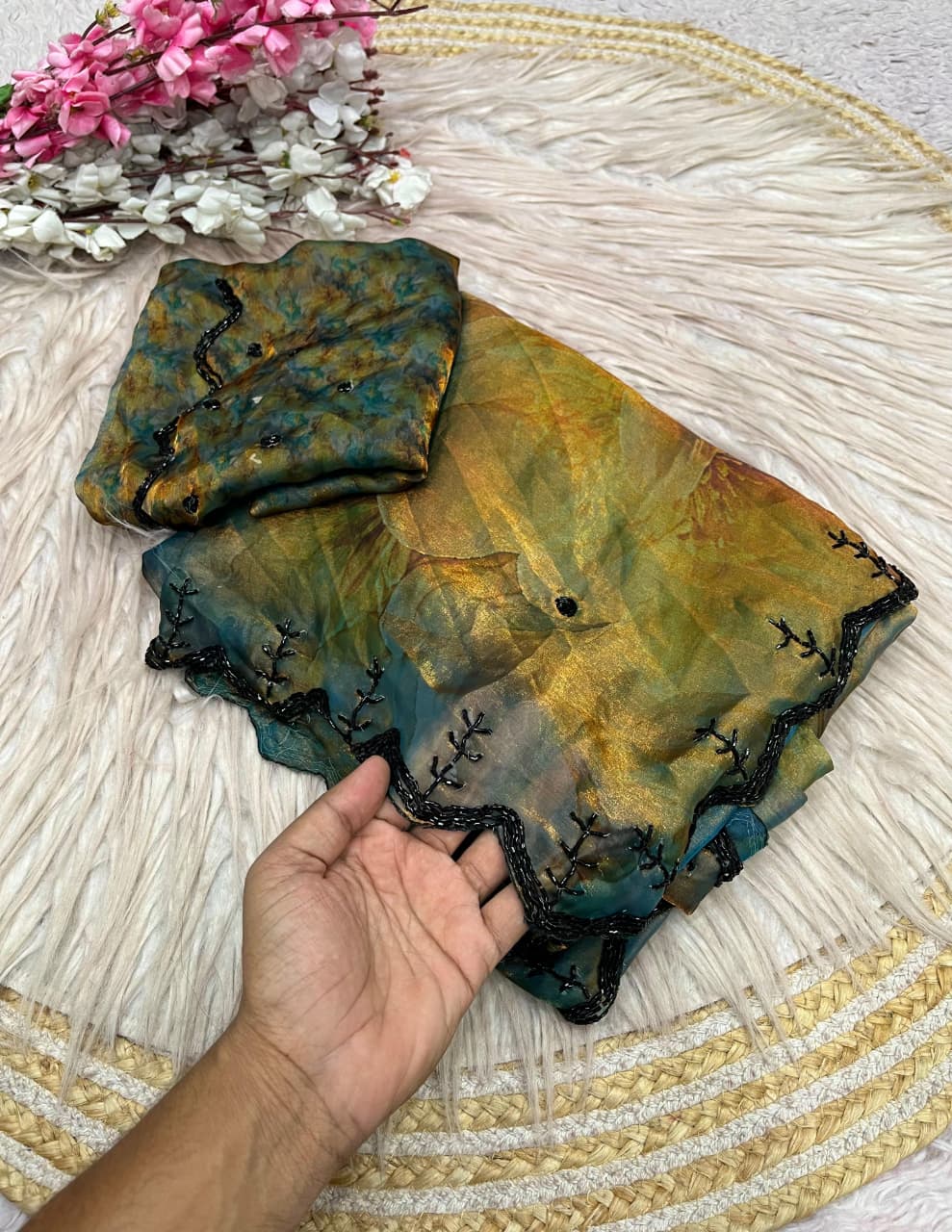 Trendy fendy satin fabric 3- layer Sarees