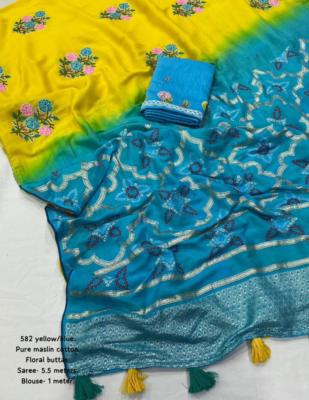 Budget maslin   cotton  saree with embroidery pattu