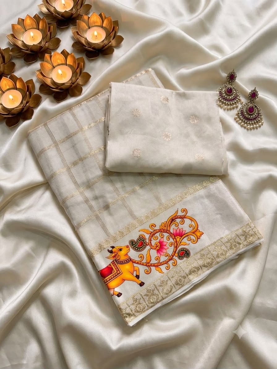 Viscose Georgette 3D Print Trending budget saree