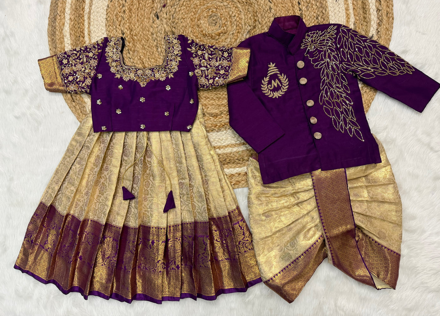 FAMILY COMBO MATCHING ETHNIC COLLECTION  CUTE LEHENGA SET WITH BOY KURTA SET
