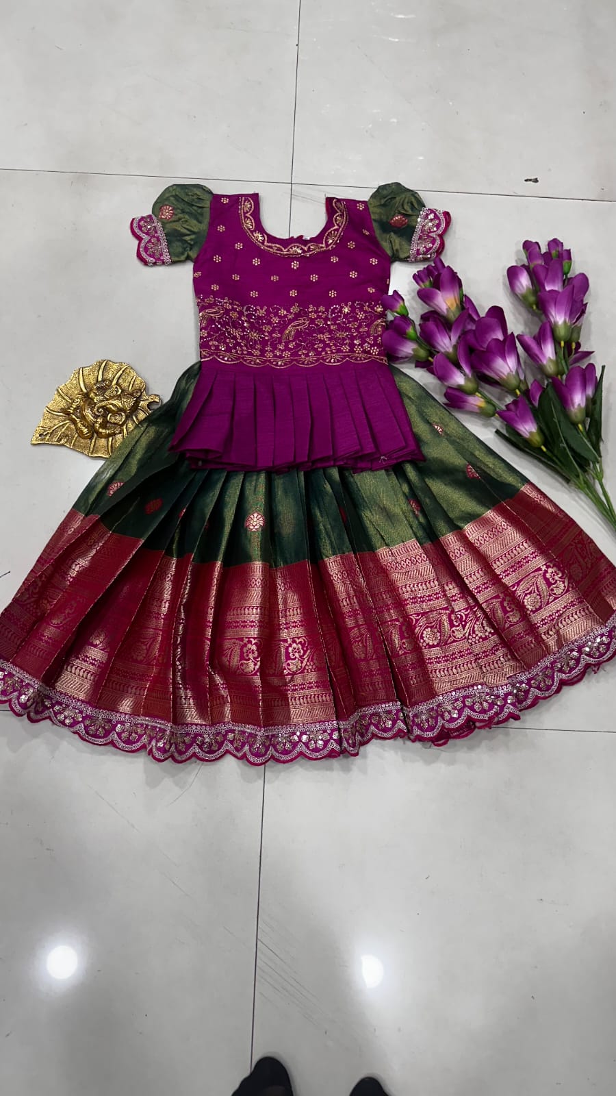 Kids cute  zari weaving work sets