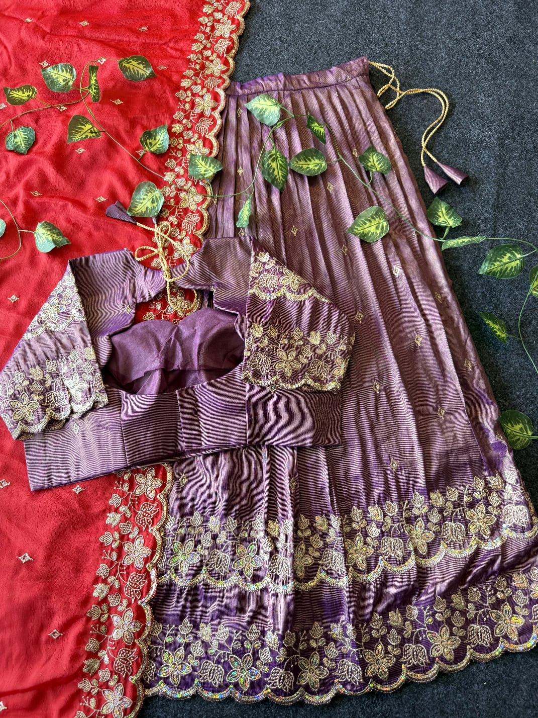 Bloom viscose tissue Designer lehenga
