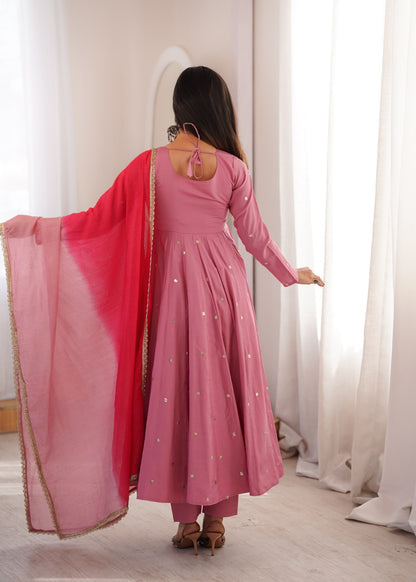 Anarkali 3 piece embroidered office set