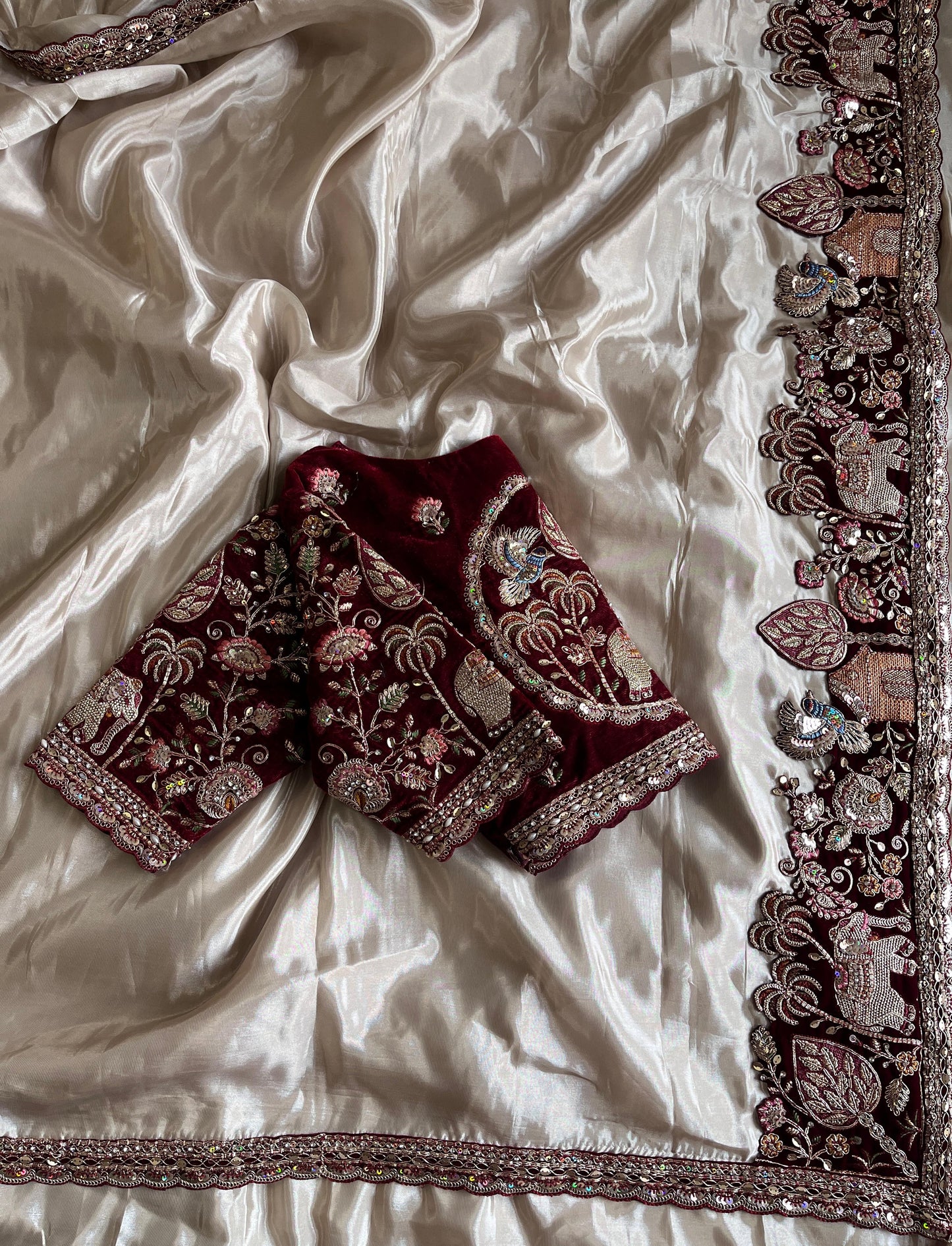 Luxe Pure Uppada coding work Stitched Saree with blouse