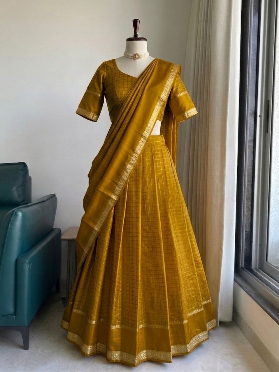 Checks Georgette Designer Lehenga