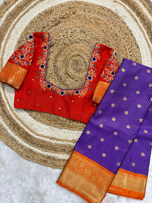 Gadwal vintage saree with stitched maggam blouse