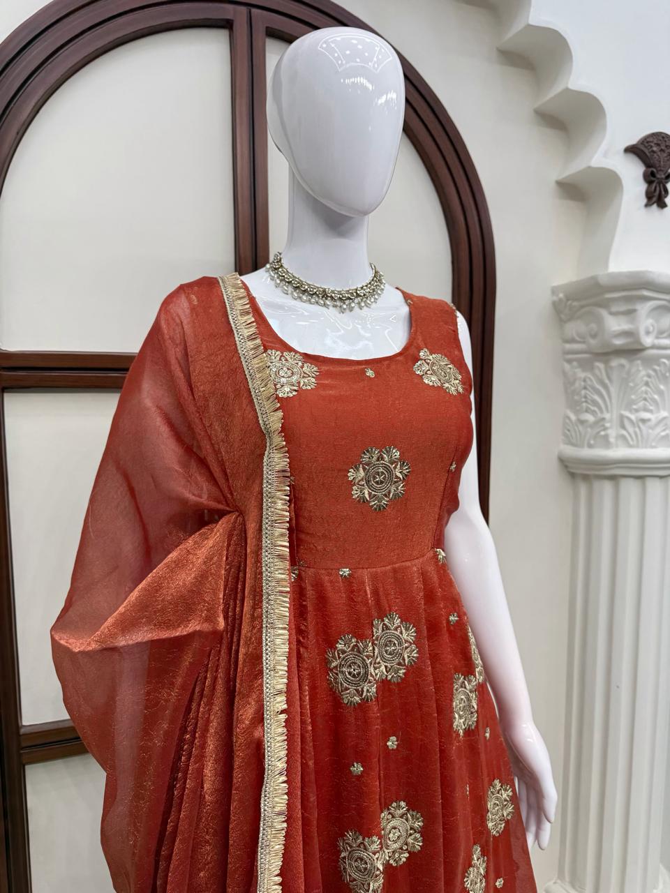 Effortless charm anarkali 3 pieces set