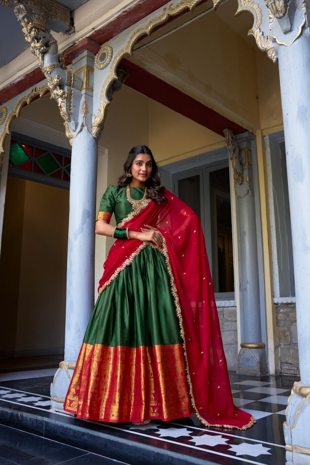 South Indian style narayan pattu lehenga set
