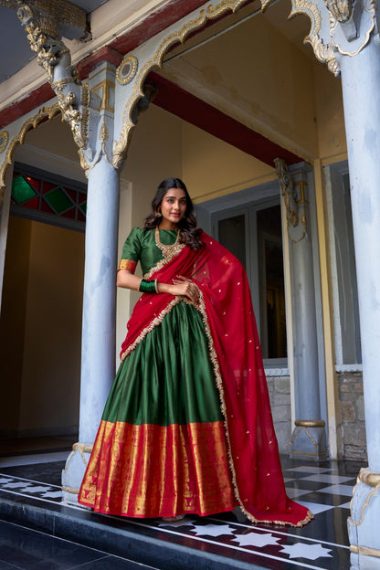 South Indian style narayan pattu lehenga set