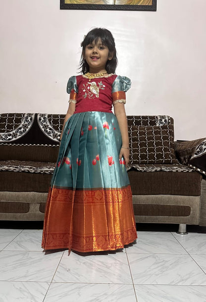Kids Kanjivaram Silk Festive Gown