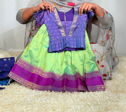 Sankranthi special kids cute pattu pavada sets