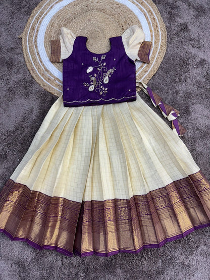 Kids cute Sravanamasam special semi Pavada sets