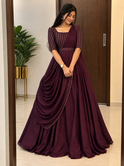 party wear draping style cafe gown