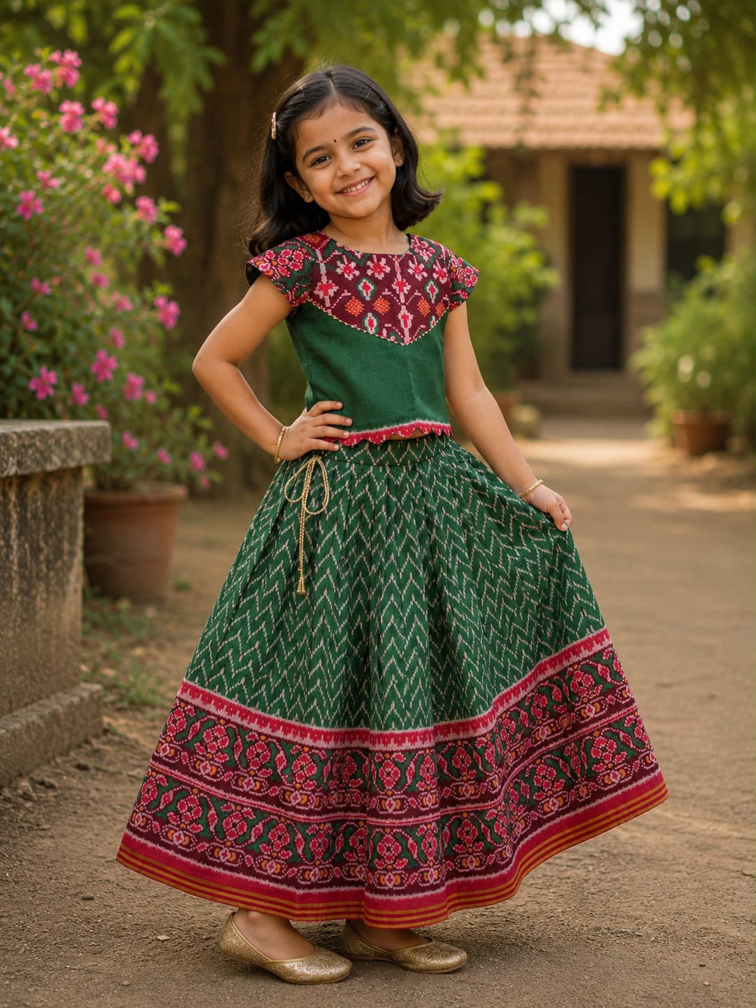 Patola silk blend cute kids skirts