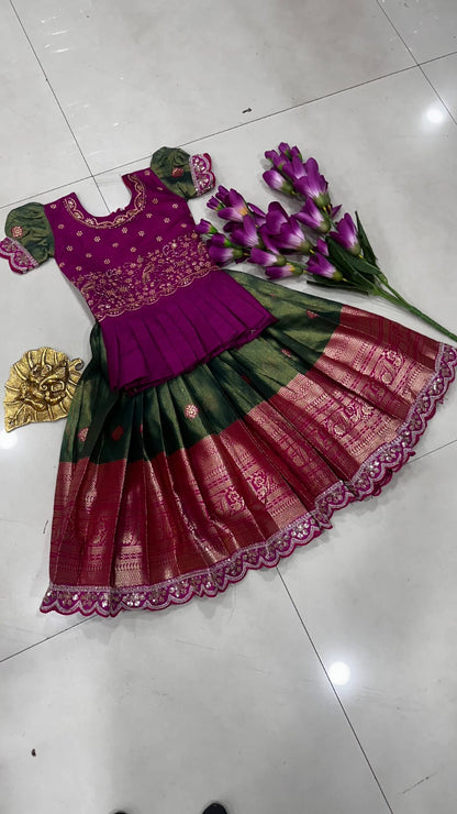 Kids cute  zari weaving work sets
