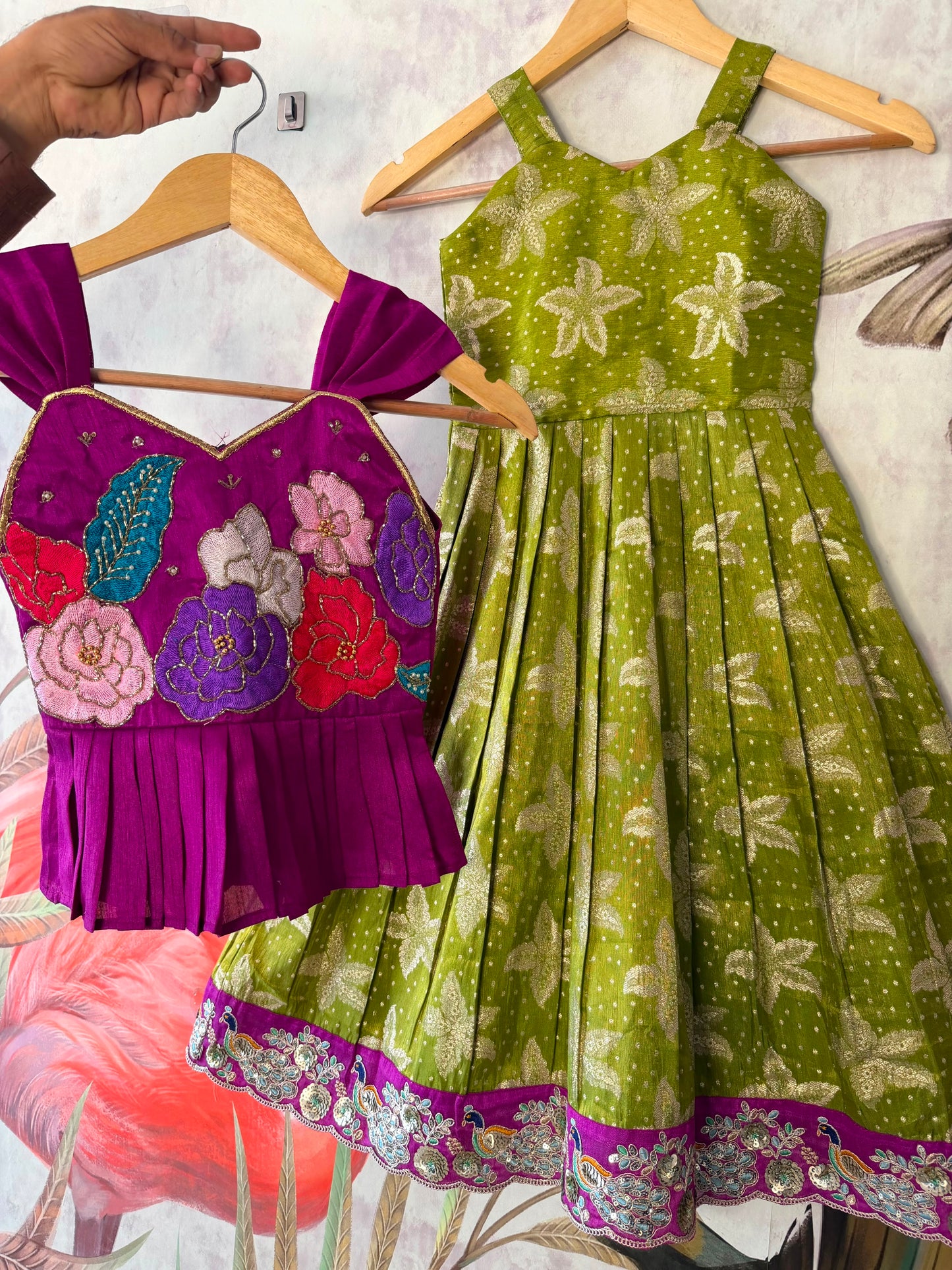 Floral cute Gown with Maggam Work Coat❤️