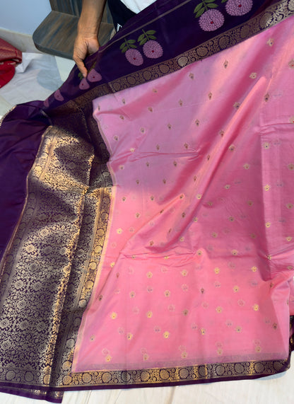 Banarasi  dyebl pure viscose silk fabric saree