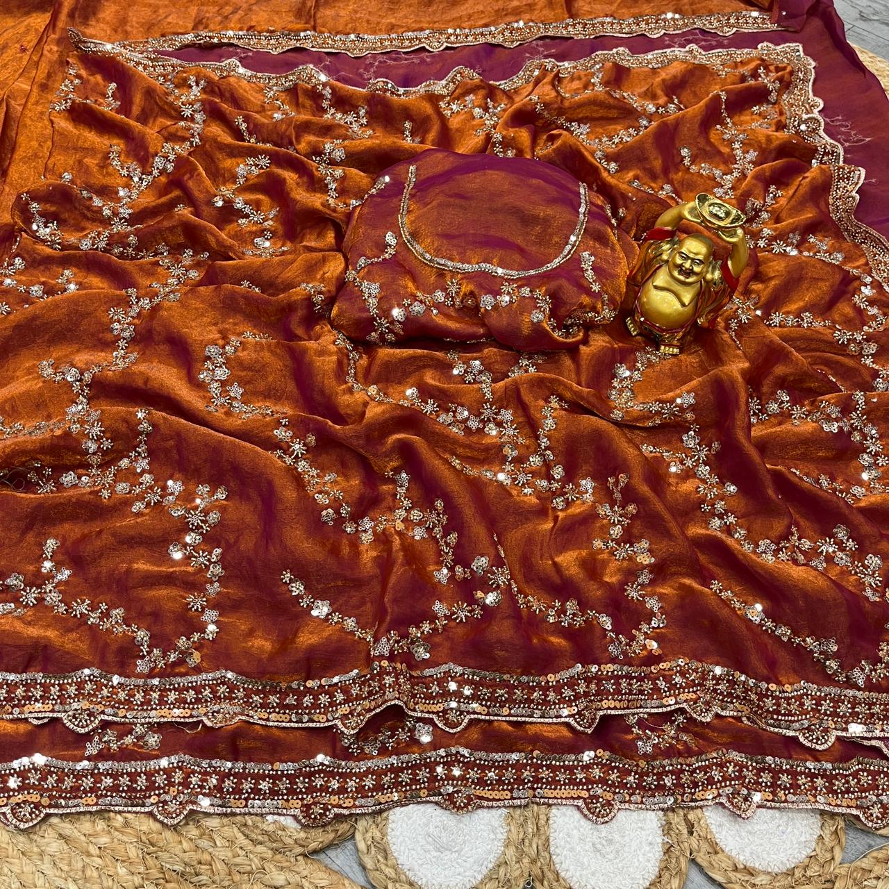 Luxe Cocktail Velvet Shine  Handwork Sarees