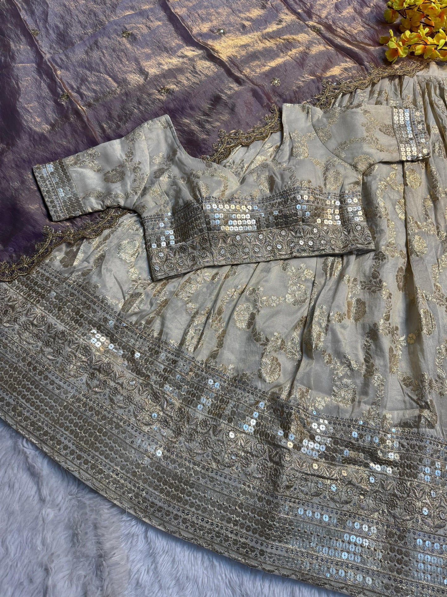Simmer Silk séquence work Lehenga with stitched Blouse
