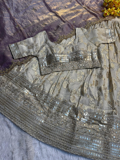 Simmer Silk séquence work Lehenga with stitched Blouse