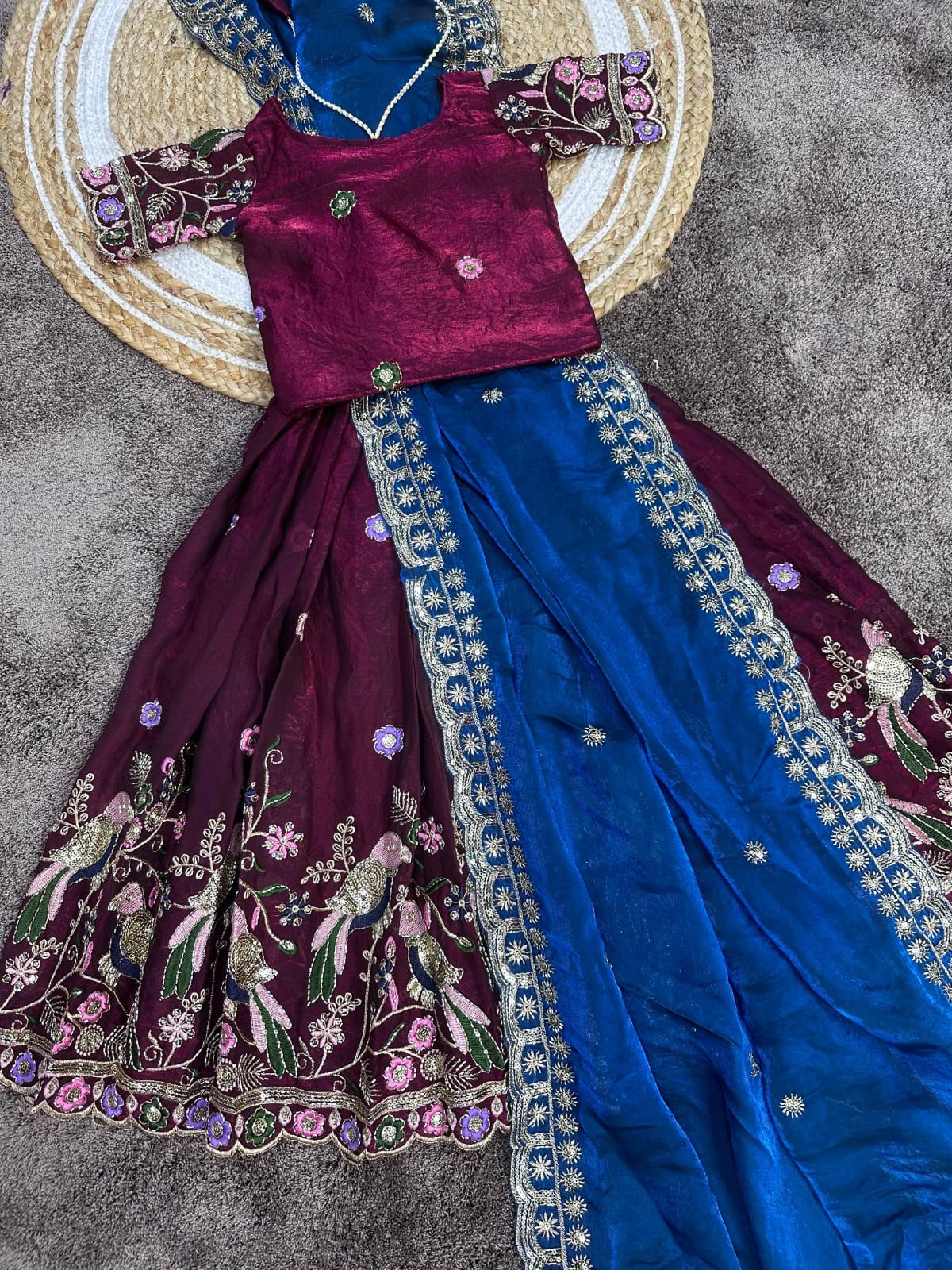 Kids designer beads work lehenga with dupatta