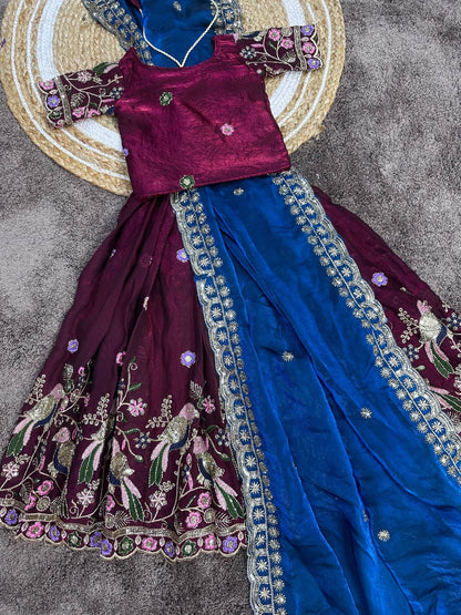 Kids designer beads work lehenga with dupatta