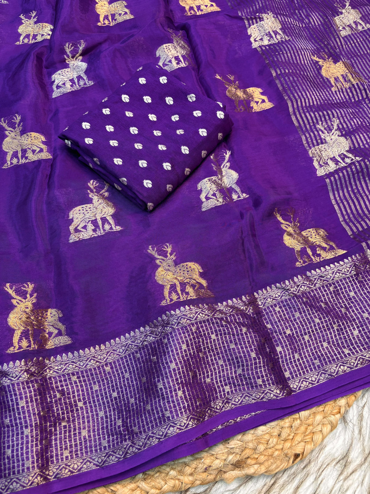 Viscose Mysore budget deer design saree