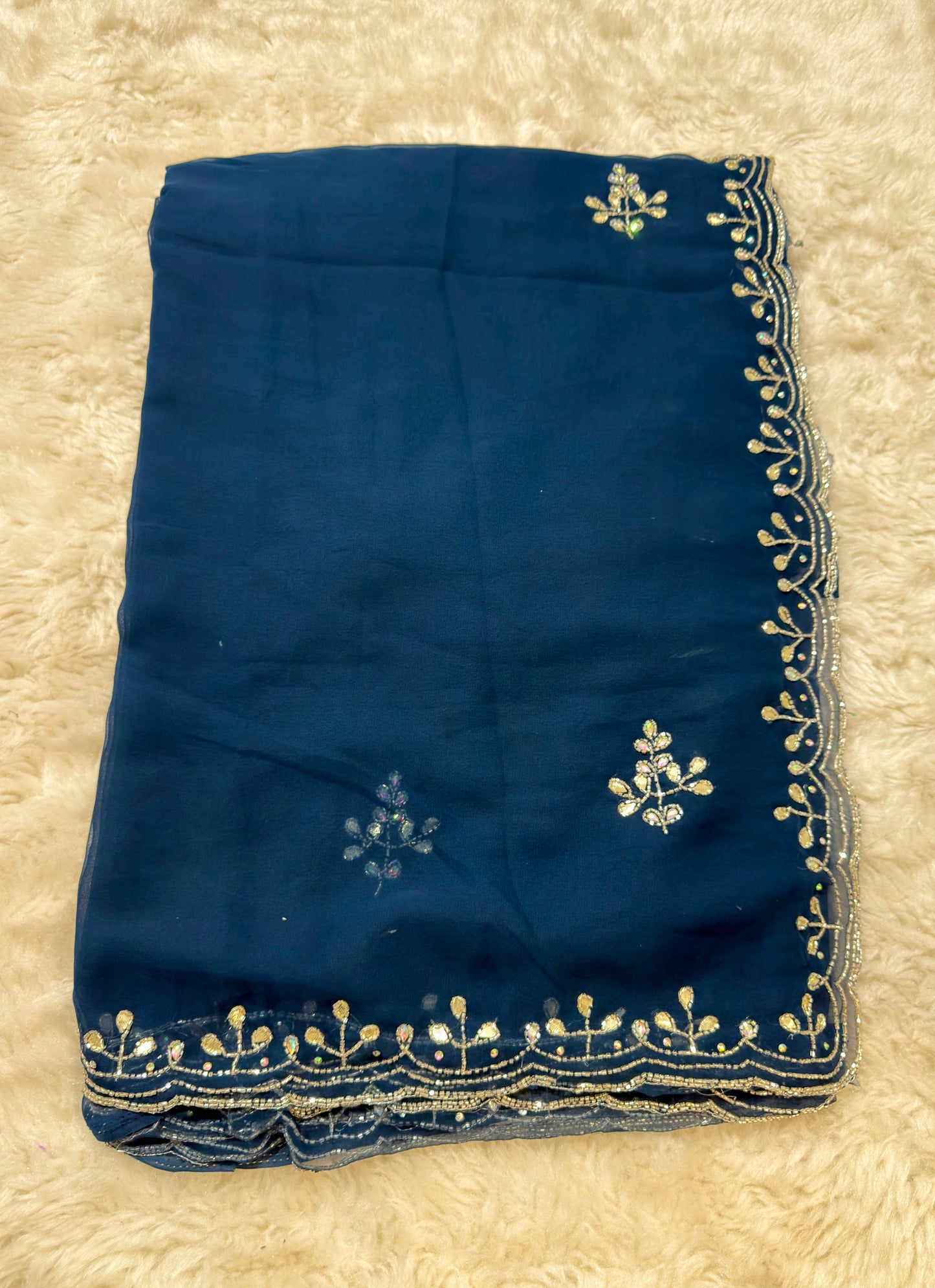 Rainbow colour georgette kardhana  trending work sarees