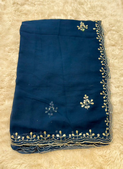 Rainbow colour georgette kardhana  trending work sarees
