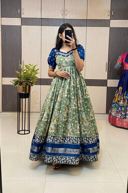 Mul cotton Kalakmari Gowns classic Insta