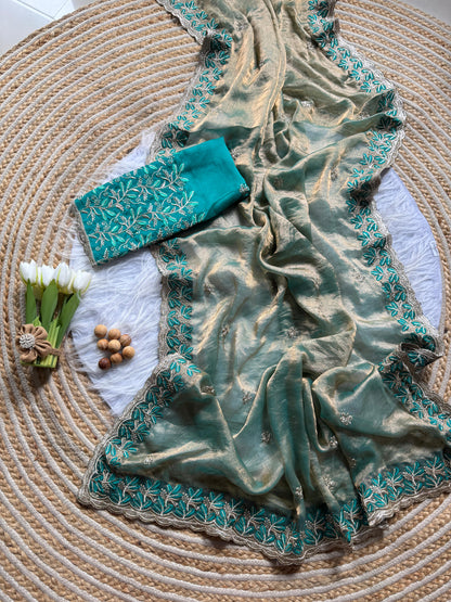 Elegant embroidery saree budget friendly