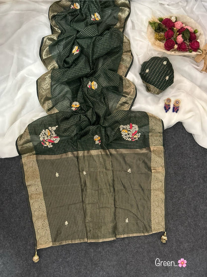 Kota doriya chex budget Desginer classic sarees