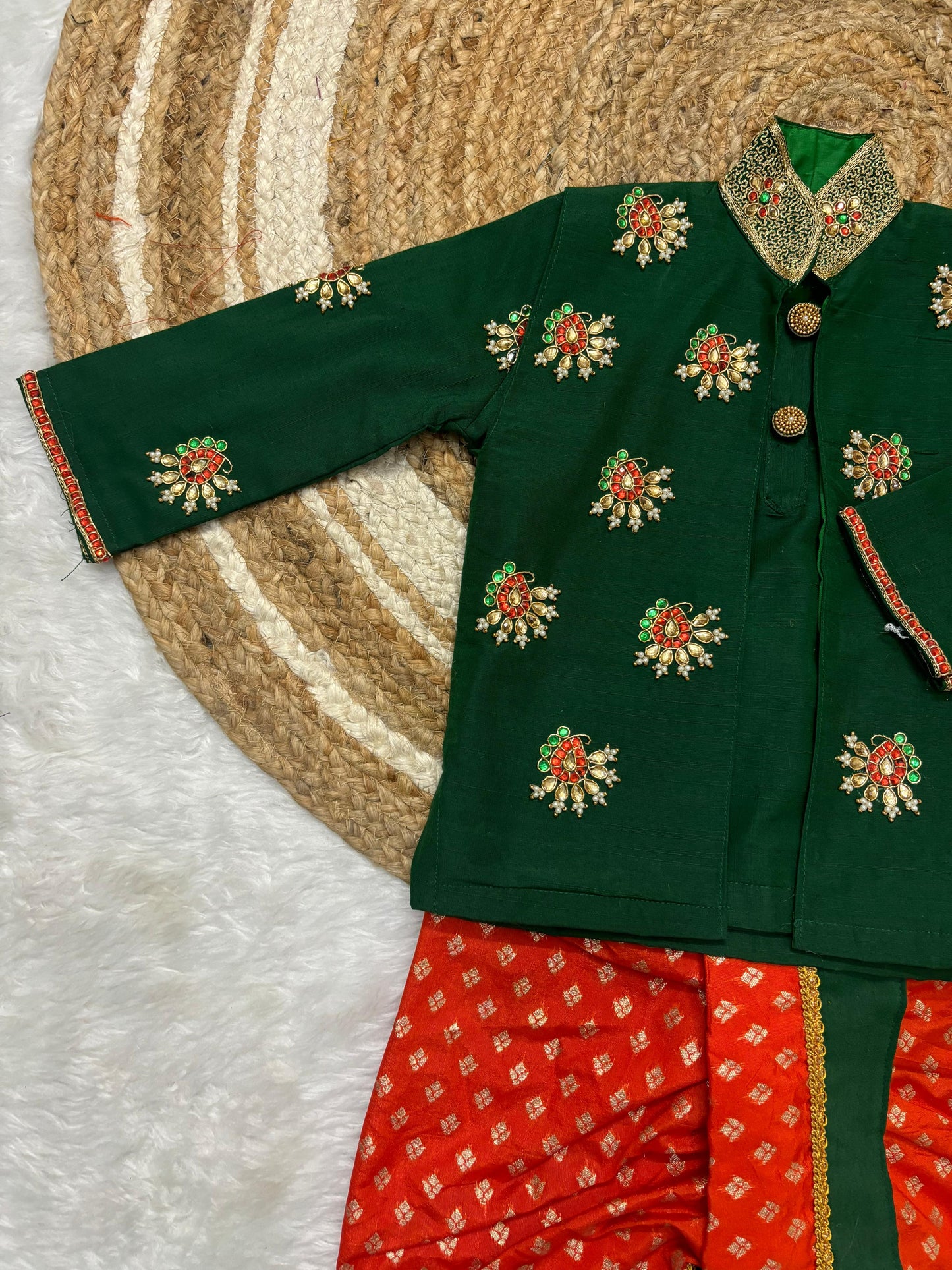 Boys traditional kurta with dhoti set - Maggam