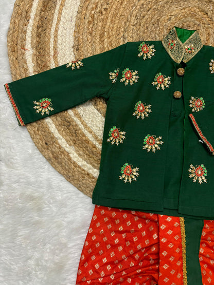 Boys traditional kurta with dhoti set - Maggam