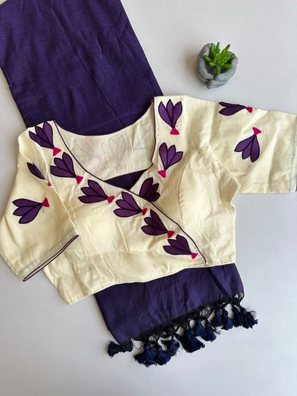 Khadi cotton with  stitched blouse