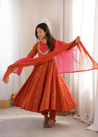 Anarkali 3 piece embroidered office set