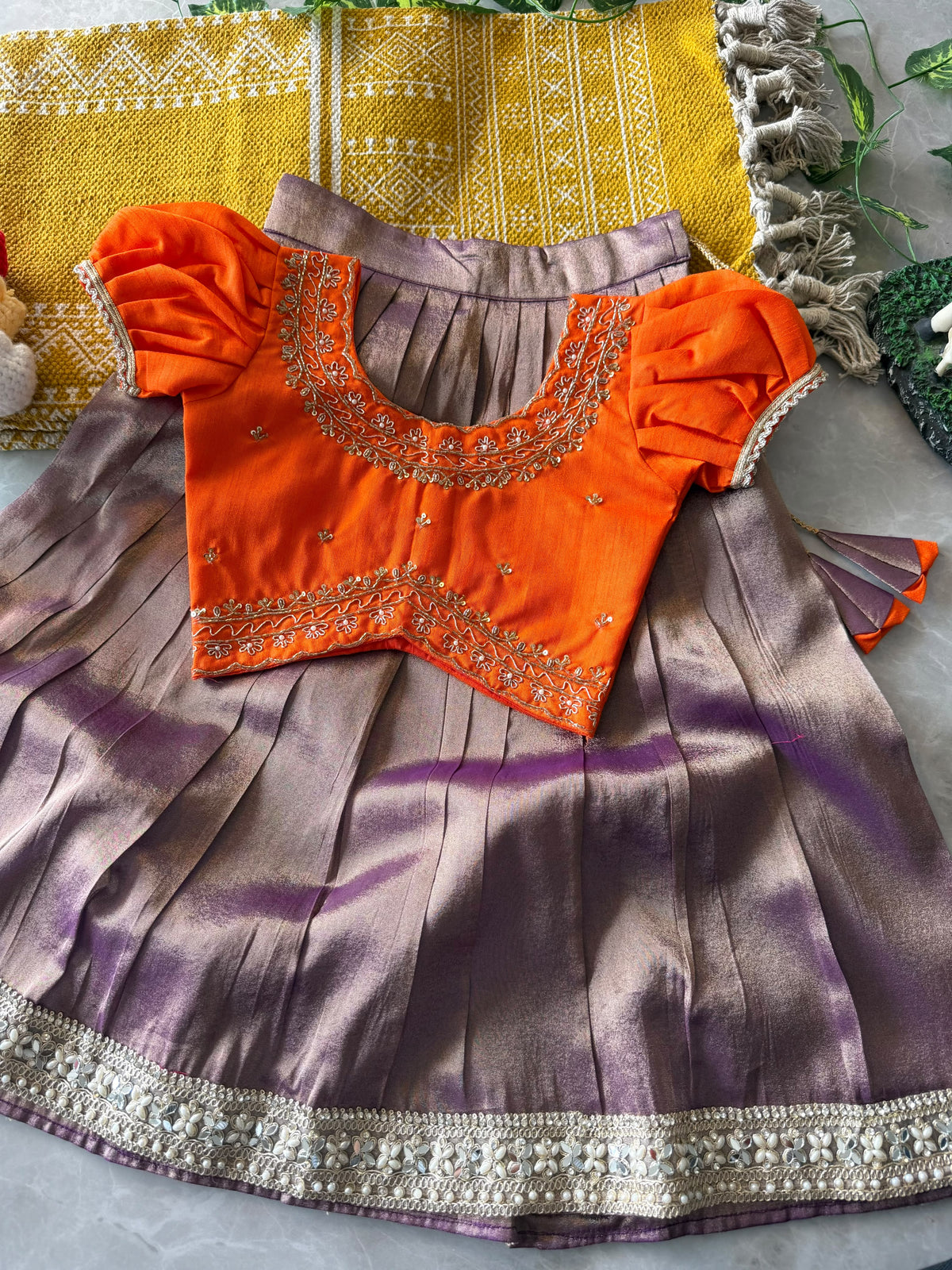 Kanjivaram Maggam Kids Dress Cute Sets