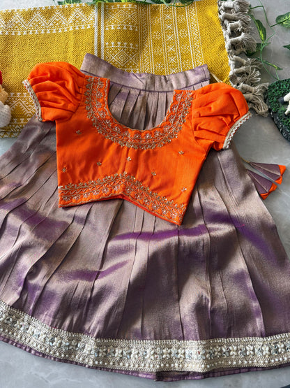 Kanjivaram Maggam Kids Dress Cute Sets