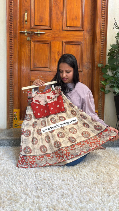 Kids fusion style mom and daughter combo Kalamkari cute set