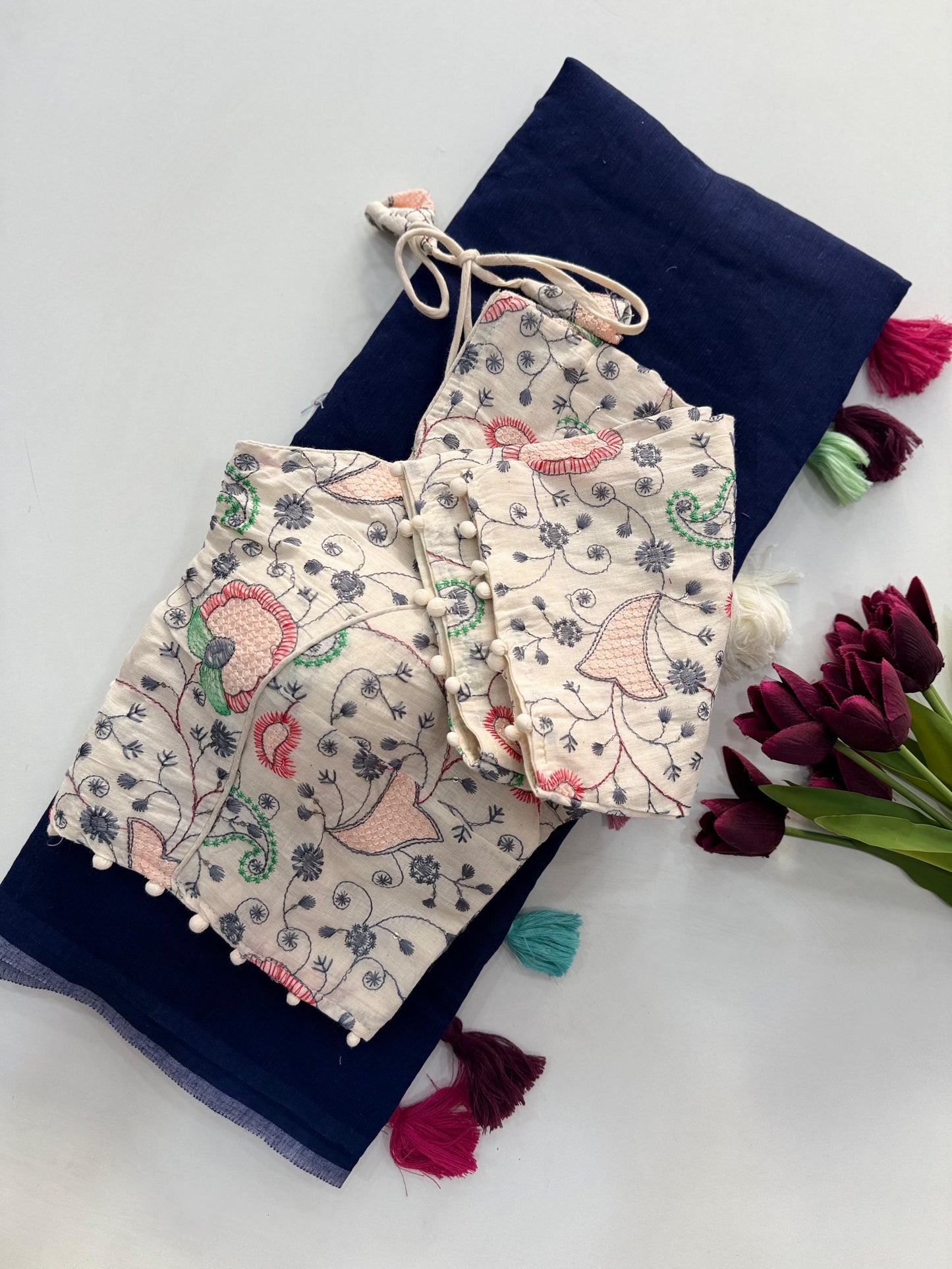 Khadi Cotton Saree with Desginer blouses Instagram best seller