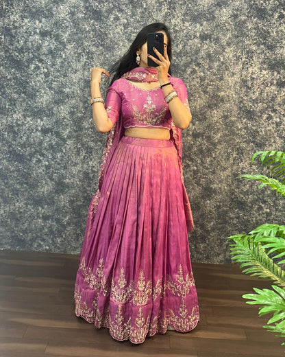 South tissue lehenga with embroidery
