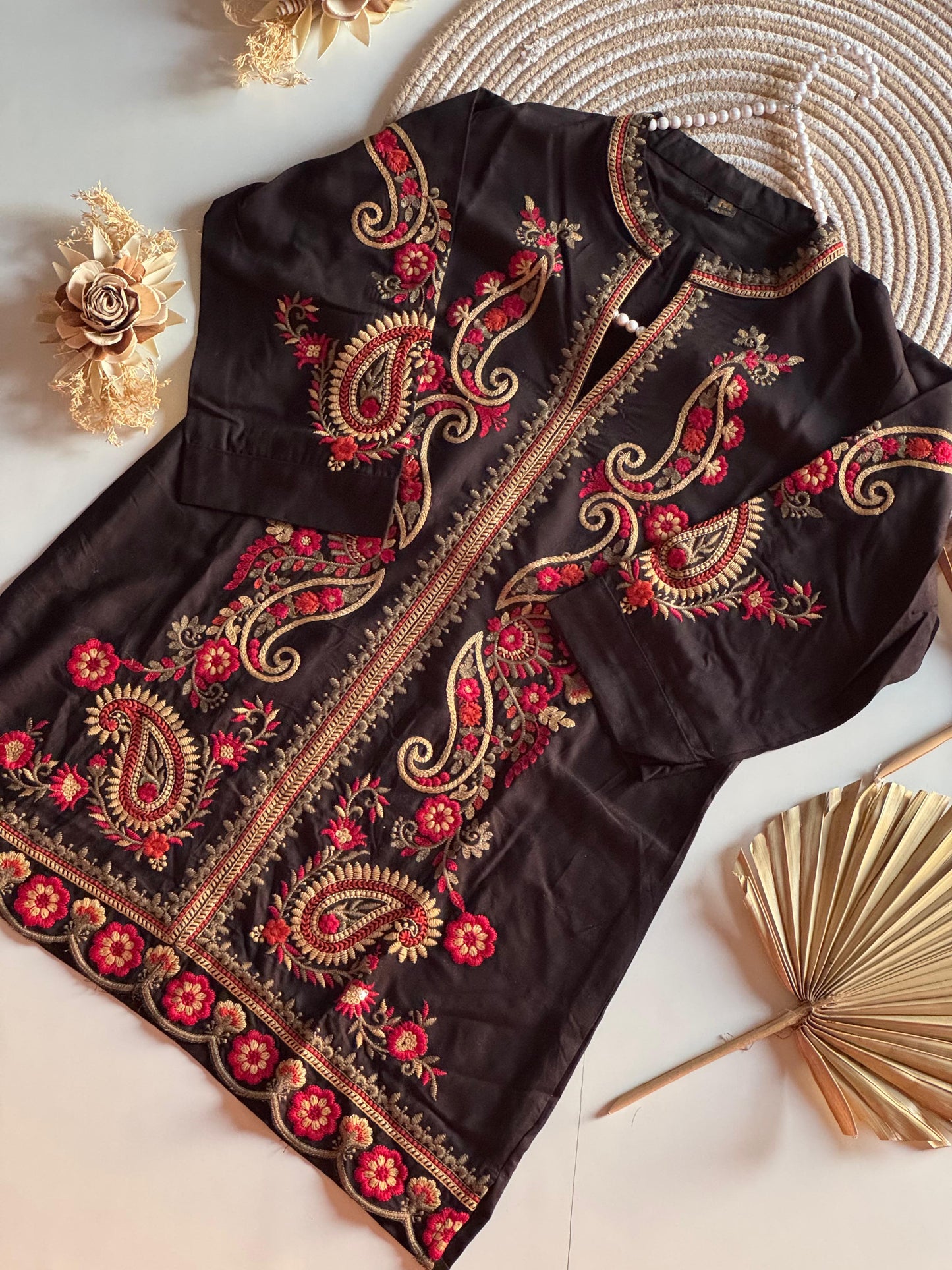 Co-ord set kurti hand embroidery silk