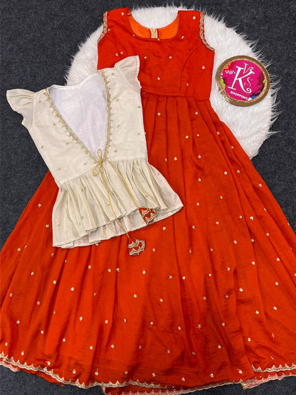 Cafe 2 in one Designer vichitra silk gown