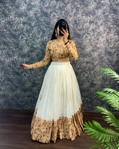 Kalamkari crop-top Kota doriya printed Lehenga sets